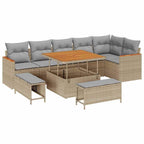 Gartensofa-set mit Kissen 9 pcs Beige Poly Rattan