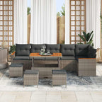 Gartensofa-set mit Kissen 10 pcs Grau Poly Rattan
