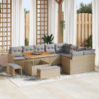 Gartensofa-set mit Kissen mit Speicher 12 pcs Beige Poly Rattan