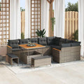 Gartensofa-set mit Kissen mit Speicher 12 pcs Grau Poly Rattan