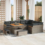 Gartensofa-set mit Kissen mit Speicher 12 pcs Grau Poly Rattan