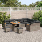 Gartensofa-set mit Kissen mit Speicher 12 pcs Grau Poly Rattan