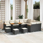 Gartensofa-set mit Kissen mit Kissen 13 pcs Schwarz Poly Rattan