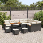 Gartensofa-set mit Kissen mit Kissen 13 pcs Schwarz Poly Rattan