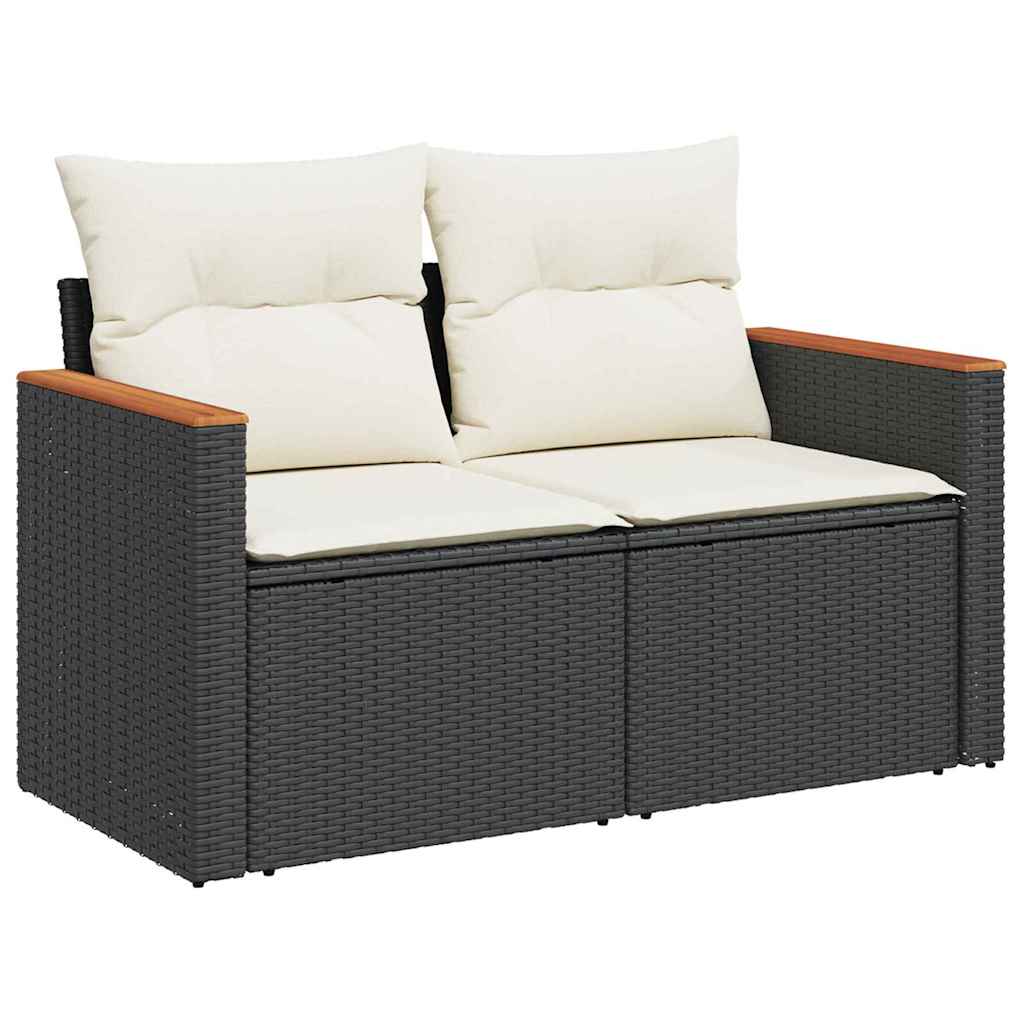 Gartensofa-set mit Kissen mit Kissen 13 pcs Schwarz Poly Rattan