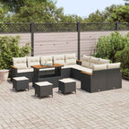 Gartensofa-set mit Kissen 18 pcs Schwarz und Creme Poly-Rattan
