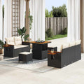 Gartensofa-set mit Kissen 10 pcs Schwarz und Creme Poly-Rattan