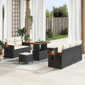 Gartensofa-set mit Kissen 10 pcs Schwarz und Creme Poly-Rattan