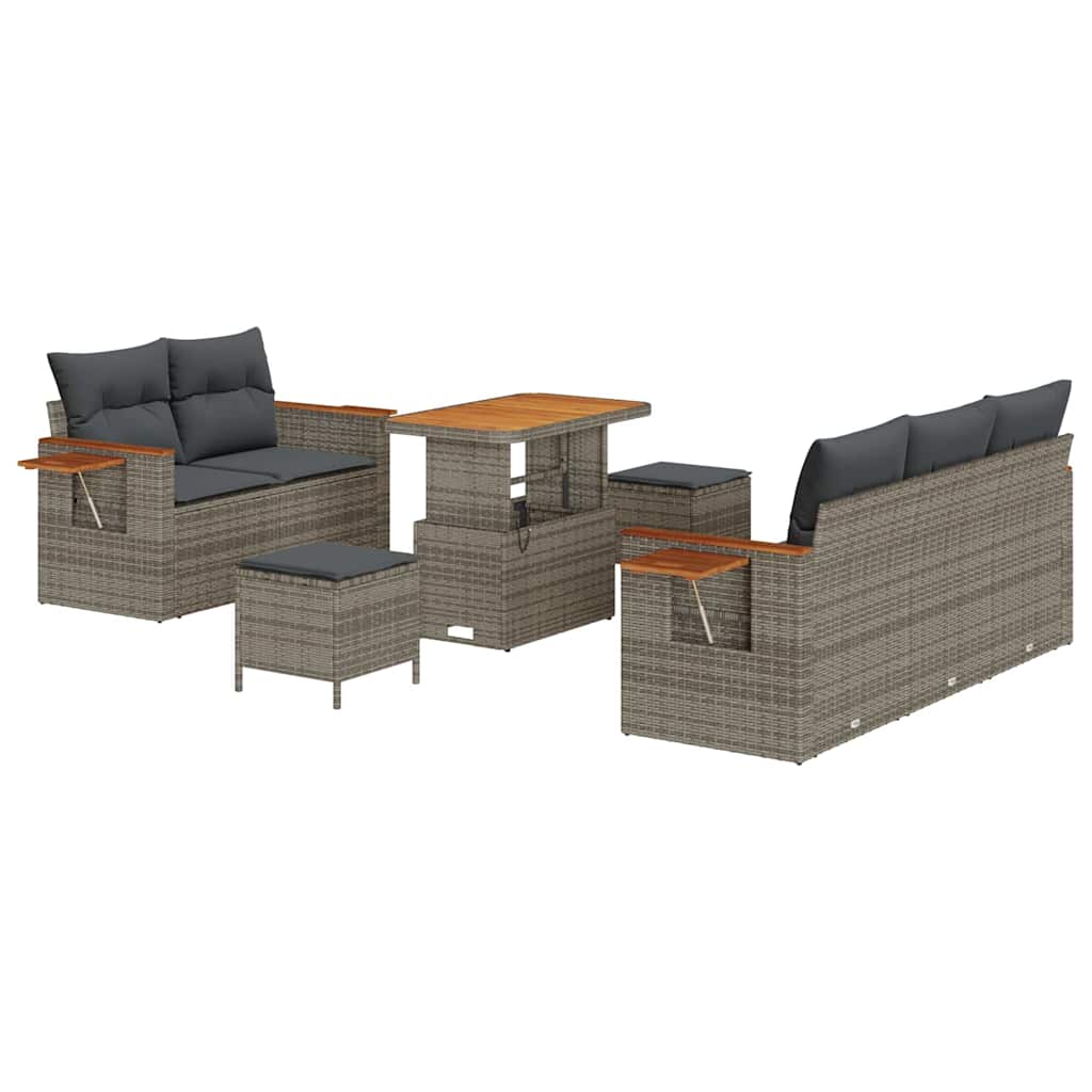 Gartensofa-set mit Kissen 10 pcs Grau Poly-Rattan