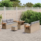 Gartensofa-set mit Kissen 11 pcs Beige und Hellgrau Poly-Rattan
