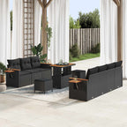 Gartensofa-set mit Kissen 13 pcs Schwarz Poly-Rattan