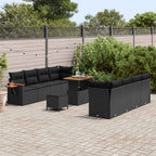 Gartensofa-set mit Kissen 12 pcs Schwarz Poly-Rattan