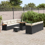 Gartensofa-set mit Kissen 12 pcs Schwarz und Creme Poly-Rattan