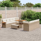 Gartensofa-set mit Kissen 12 pcs Beige und Creme Poly-Rattan
