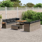 Gartensofa-set mit Kissen 12 pcs Grau Poly-Rattan