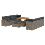 Gartensofa-set mit Kissen 12 pcs Grau Poly-Rattan
