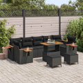 Gartensofa-set mit Kissen 13 pcs Schwarz Poly-Rattan