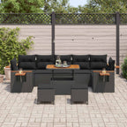 Gartensofa-set mit Kissen 13 pcs Schwarz Poly-Rattan