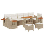 Gartensofa-set mit Kissen 13 pcs Beige und Creme Poly-Rattan