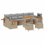 Gartensofa-set mit Kissen 13 pcs Beige und Hellgrau Poly-Rattan