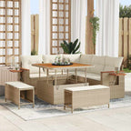 Gartensofa-set mit Kissen 9 pcs Beige und Creme Poly-Rattan