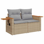 Gartensofa-set mit Kissen 9 pcs Beige und Hellgrau Poly-Rattan