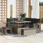 Gartensofa-set mit Kissen 9 pcs Grau Poly-Rattan