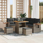 Gartensofa-set mit Kissen 9 pcs Grau Poly-Rattan