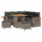 Gartensofa-set mit Kissen 9 pcs Grau Poly-Rattan