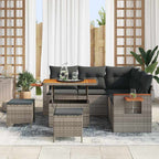 Gartensofa-set mit Kissen 9 pcs Grau Poly-Rattan
