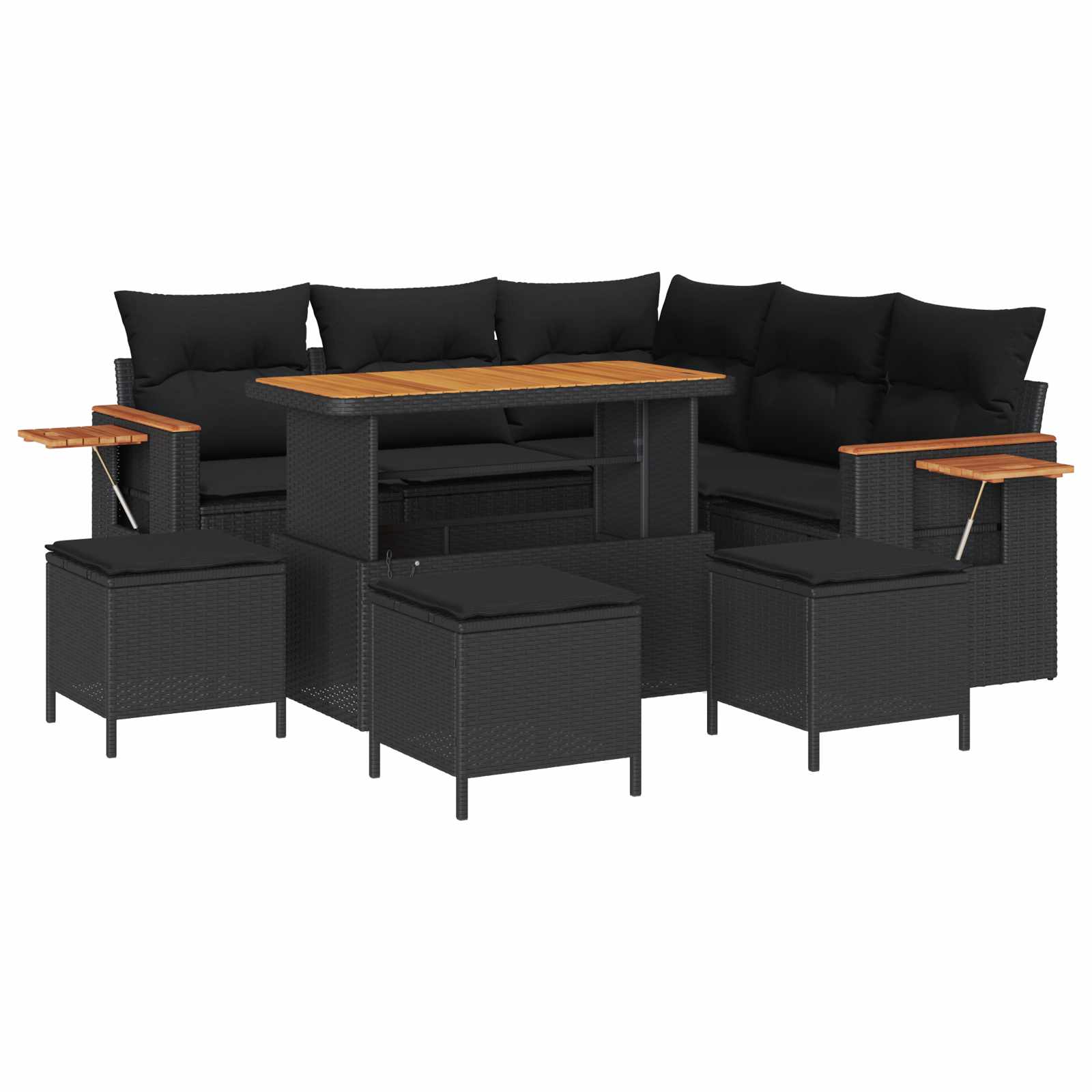 Gartensofa-set mit Kissen 10 pcs Schwarz Poly-Rattan