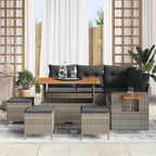 Gartensofa-set mit Kissen 10 pcs Grau Poly-Rattan