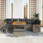 Gartensofa-set mit Kissen 11 pcs Grau Poly-Rattan