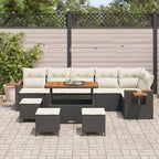 Gartensofa-set mit Kissen 12 pcs Schwarz und Creme Poly-Rattan