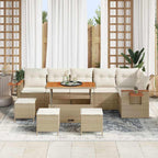 Gartensofa-set mit Kissen 12 pcs Beige und Creme Poly-Rattan