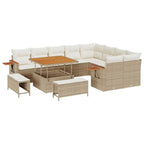 Gartensofa-set mit Kissen 13 pcs Beige und Creme Poly-Rattan