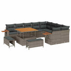 Gartensofa-set mit Kissen 13 pcs Grau Poly-Rattan