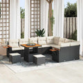 Gartensofa-set mit Kissen 13 pcs Schwarz und Creme Poly-Rattan