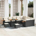 Gartensofa-set mit Kissen 13 pcs Schwarz und Creme Poly-Rattan