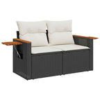 Gartensofa-set mit Kissen 17 pcs Schwarz und Creme Poly-Rattan