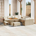 Gartensofa-set mit Kissen 17 pcs Beige und Creme Poly-Rattan