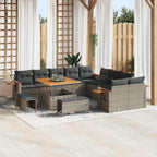 Gartensofa-set mit Kissen 17 pcs Grau Poly-Rattan