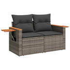 Gartensofa-set mit Kissen 17 pcs Grau Poly-Rattan