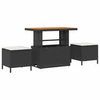 Gartensofa-set mit Kissen 17 pcs Schwarz und Creme Poly-Rattan