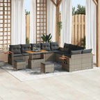 Gartensofa-set mit Kissen 17 pcs Grau Poly-Rattan