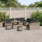 Gartensofa-set mit Kissen 17 pcs Grau Poly-Rattan