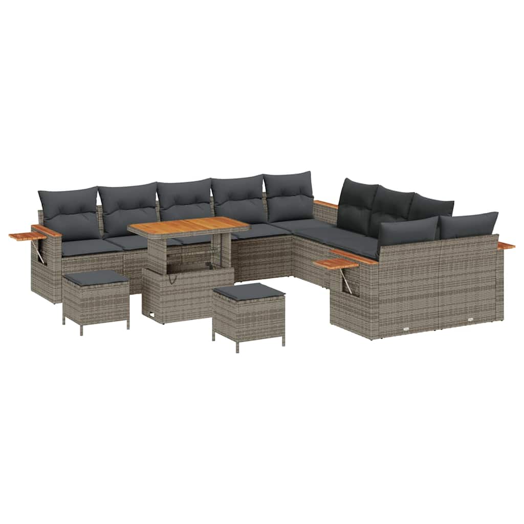 Gartensofa-set mit Kissen 17 pcs Grau Poly-Rattan