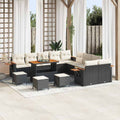 Gartensofa-set mit Kissen 18 pcs Schwarz und Creme Poly-Rattan