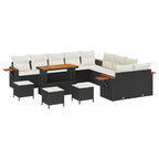 Gartensofa-set mit Kissen 18 pcs Schwarz und Creme Poly-Rattan