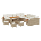 Gartensofa-set mit Kissen 18 pcs Beige und Creme Poly-Rattan